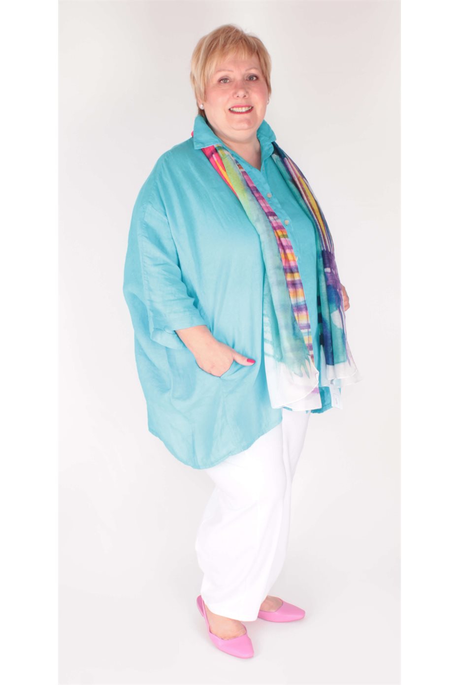 Blouse en Lin Aqua